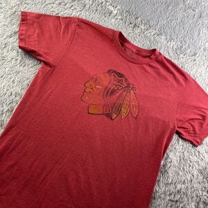 Chicago Blackhawks Shirt Mens Medium Red Old Time Hockey Distressed Logo NHL